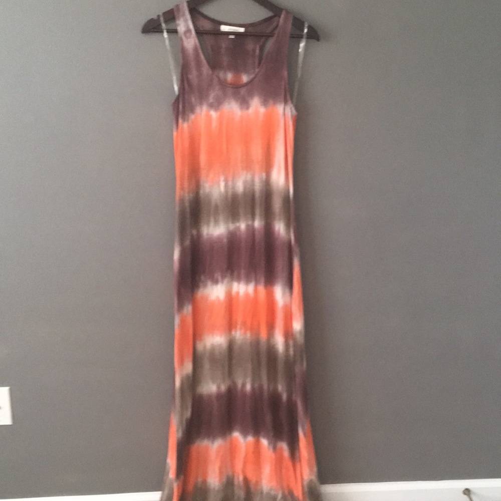 Umgee USA Brown and orange Tie Dye Maxi Dress